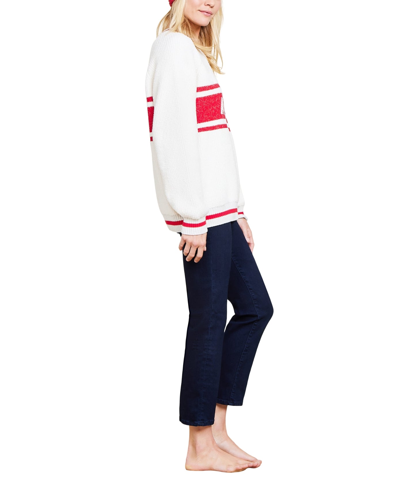 Unisex | Cozychic Cotton Apres Pullover | Cream-Americana Red