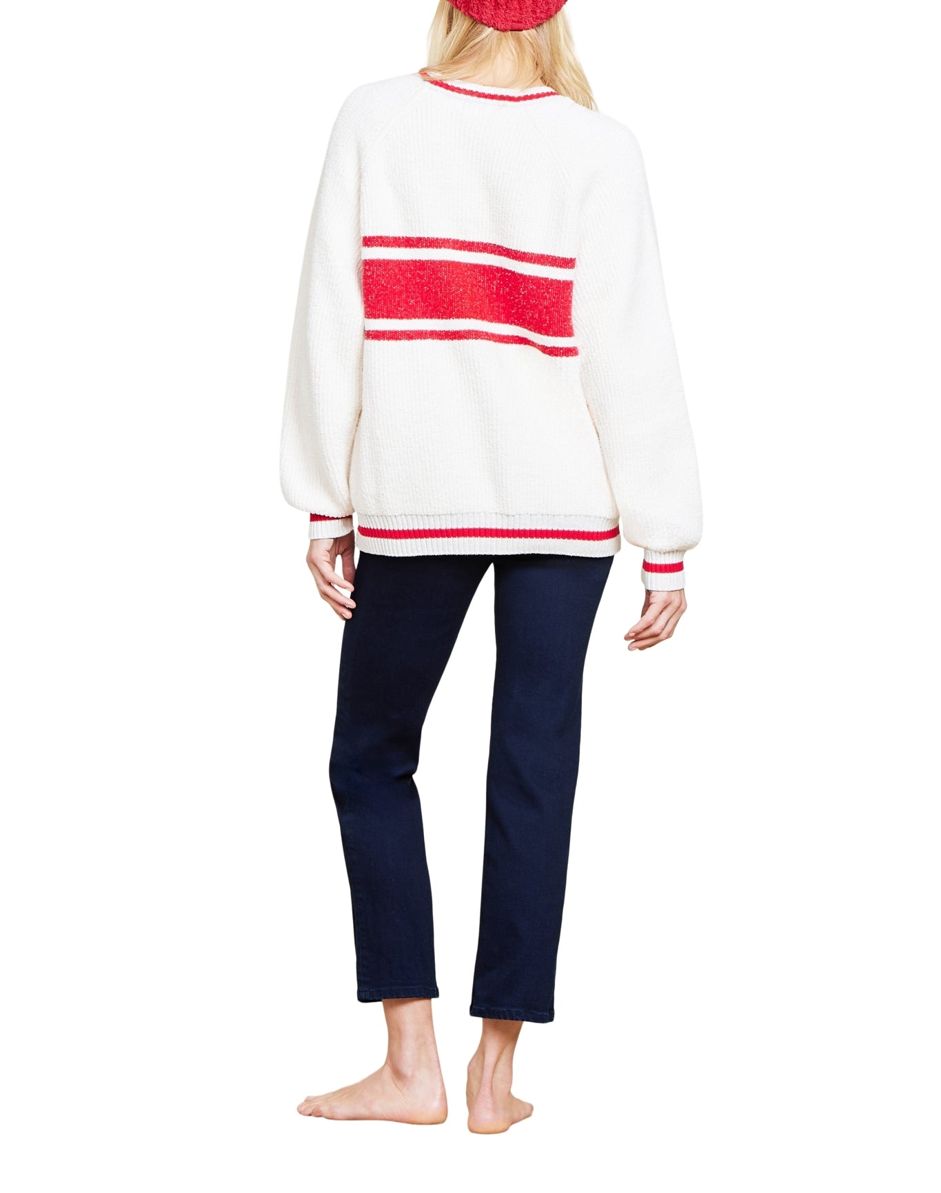 Unisex | Cozychic Cotton Apres Pullover | Cream-Americana Red