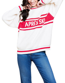 Unisex | Cozychic Cotton Apres Pullover | Cream-Americana Red