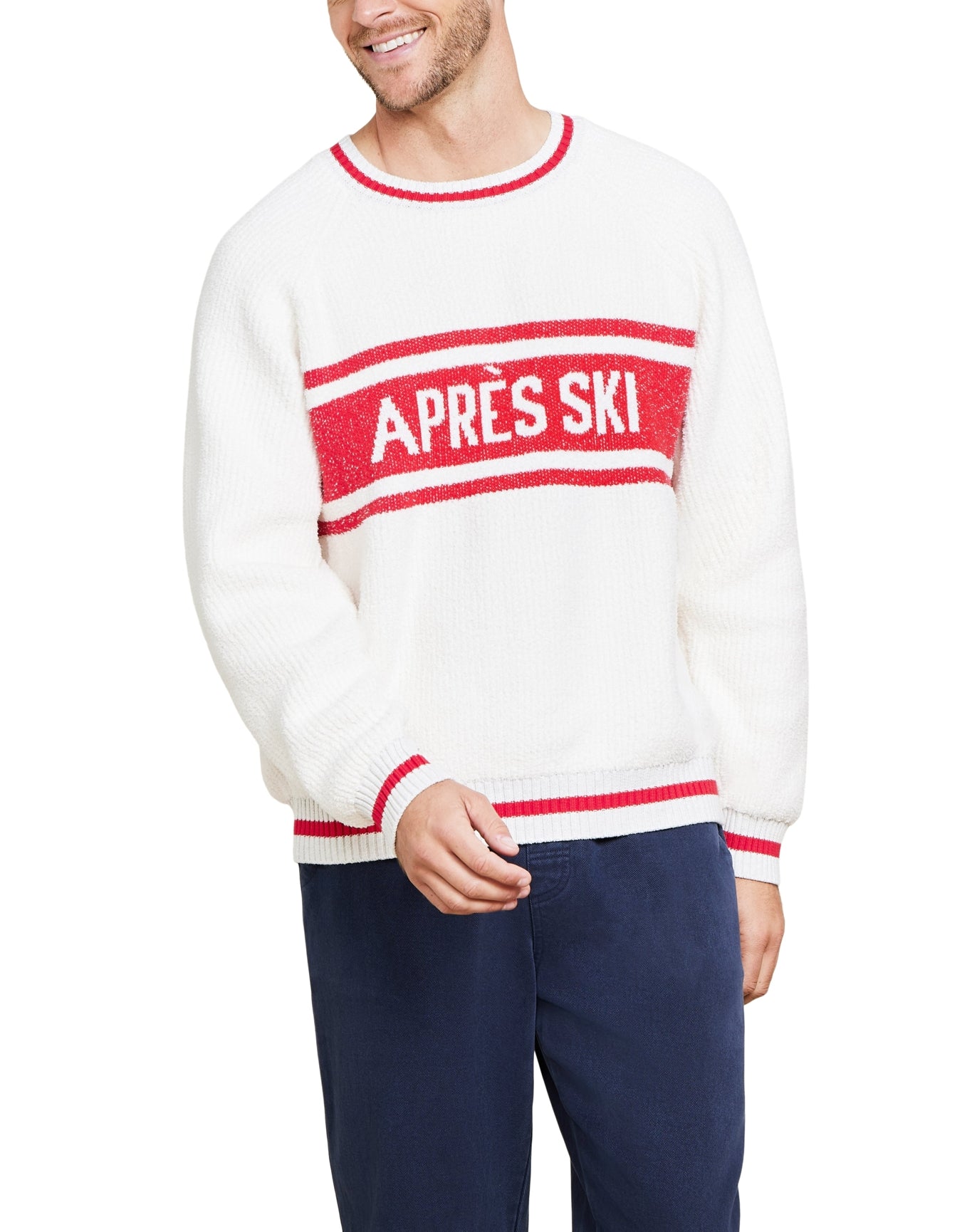 Unisex | Cozychic Cotton Apres Pullover | Cream-Americana Red