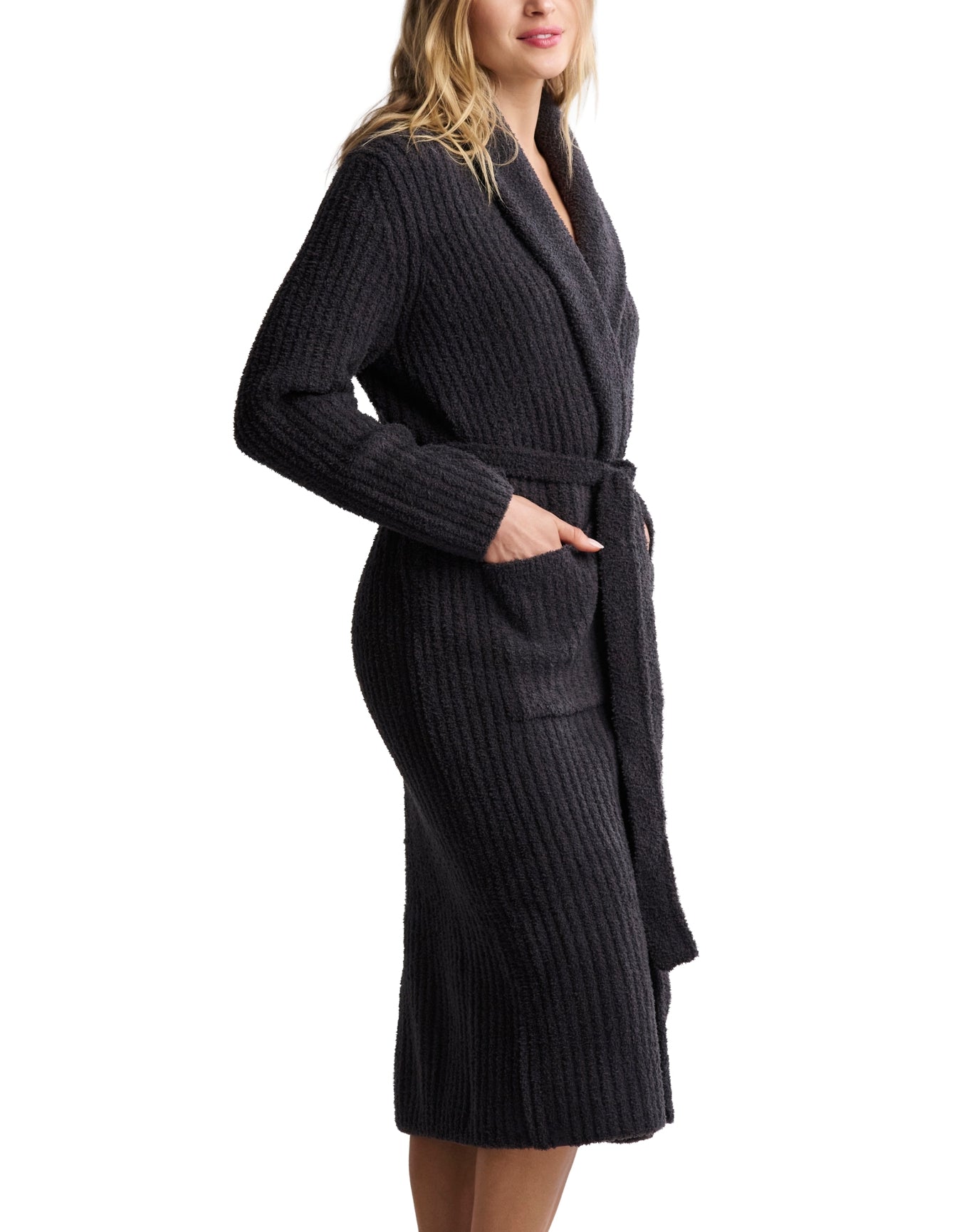 Unisex | Eco Cozychic Ribbed Robe | Carbon