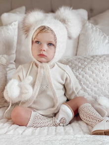 Unisex | Hero Cashmere Bonnet | White x Beige