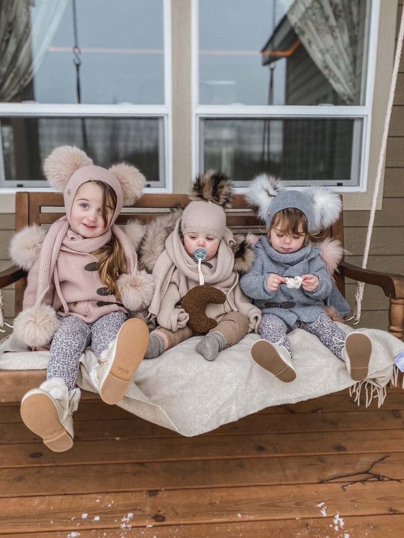 Unisex | Honeycomb Cashmere Pram Coat with Trim | Beige