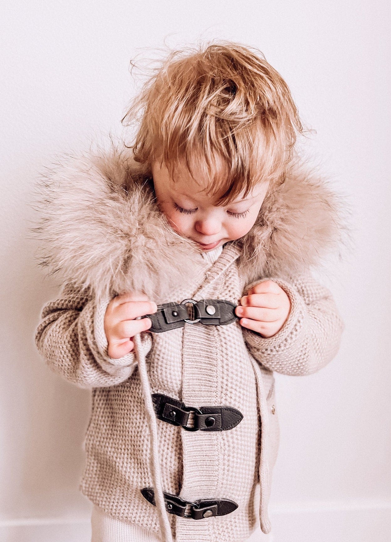 Unisex | Honeycomb Cashmere Pram Coat with Trim | Beige