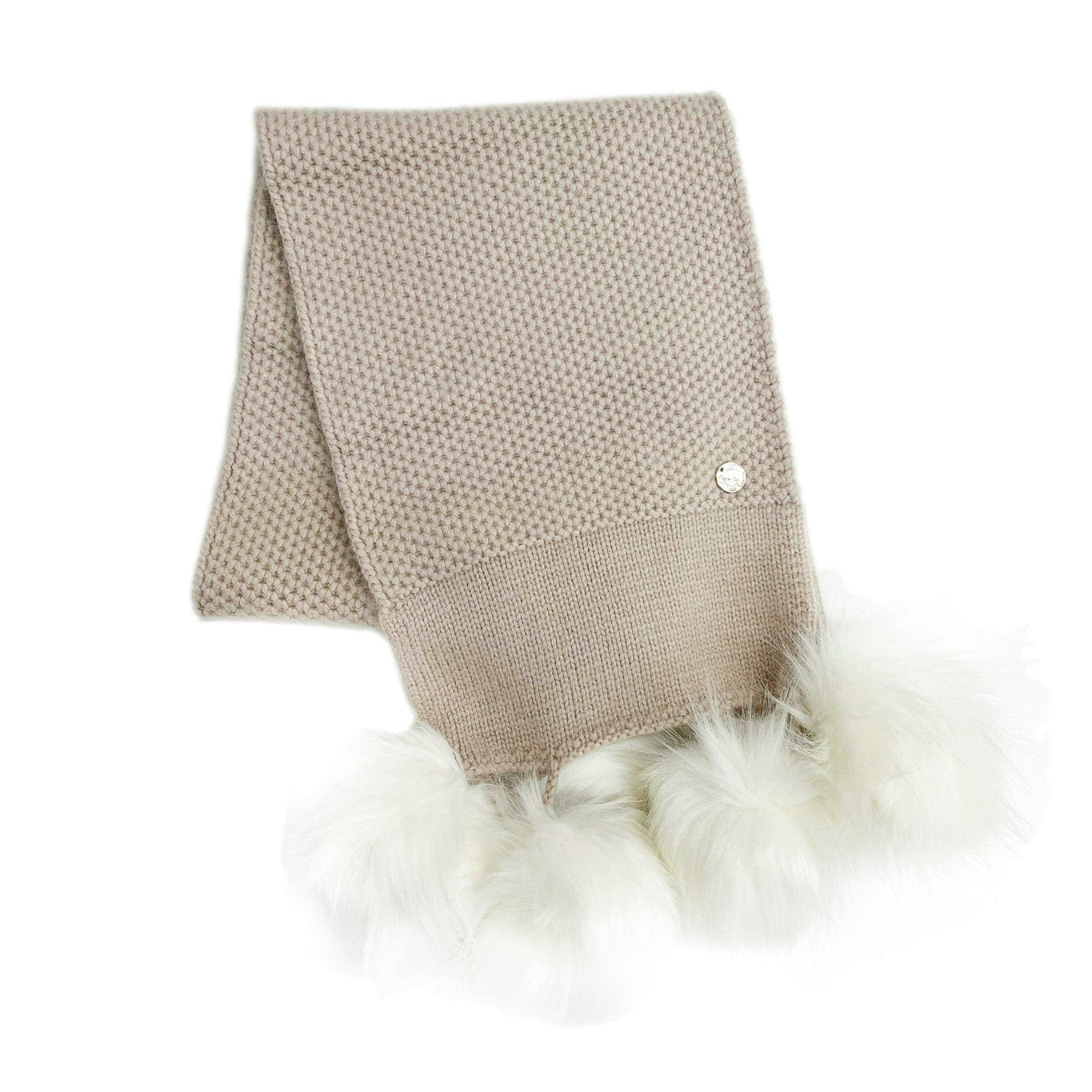 Unisex | Honeycomb Faux Fur Cashmere Scarf | Beige