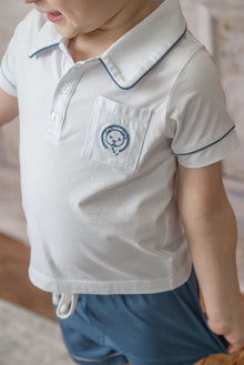 Unisex | and Pima Cotton Polo Top and Shorts Set | Navy x White