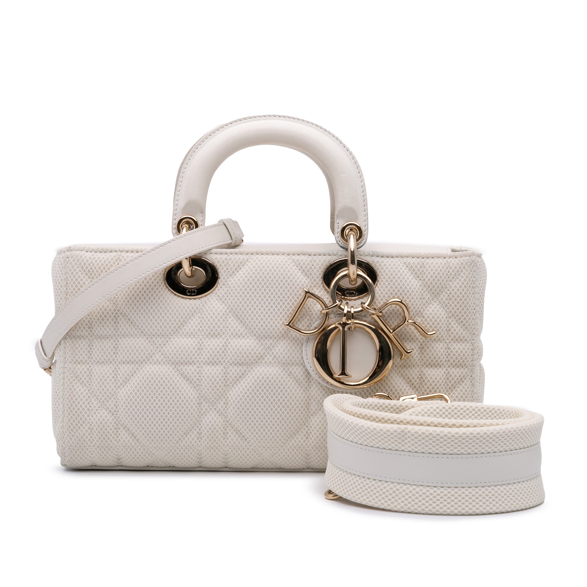 Dior | Pre-Owned Medium Technical Fabric Macrocannage Lady D Joy | White