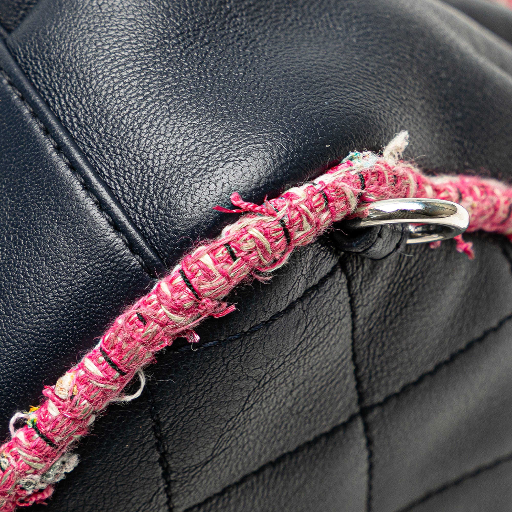 Chanel | Pre-Owned Quilted Lambskin and Tweed Elegant Trim Flap | Blue/Navy