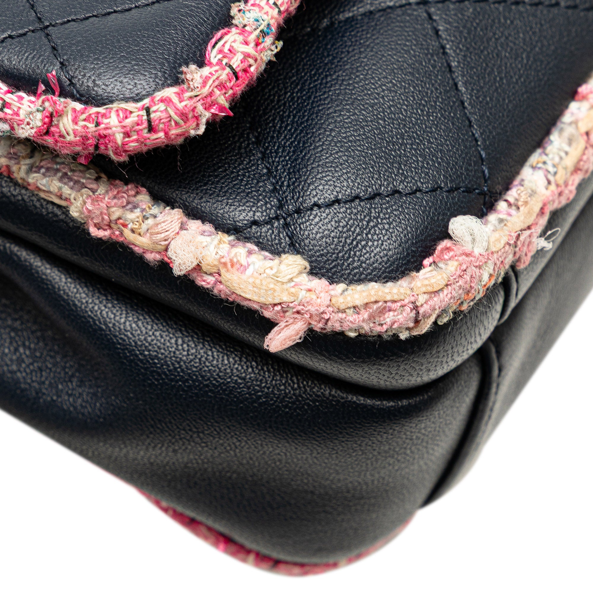 Chanel | Pre-Owned Quilted Lambskin and Tweed Elegant Trim Flap | Blue/Navy