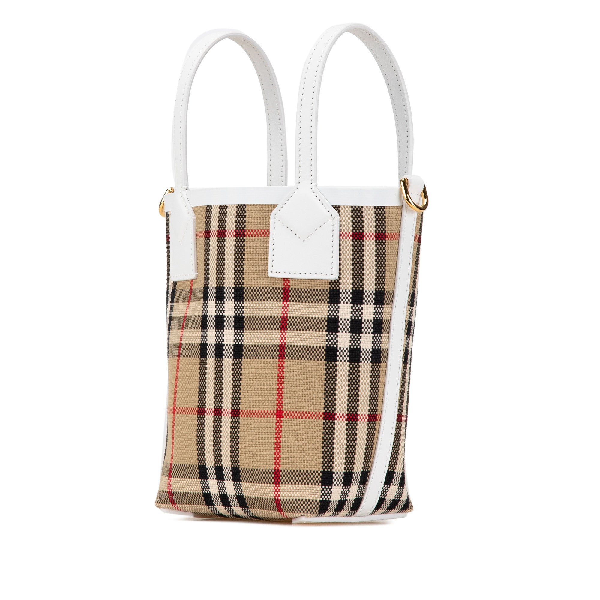 Burberry | Pre-Owned Mini House Check Canvas London Tote | Brown/Beige/White