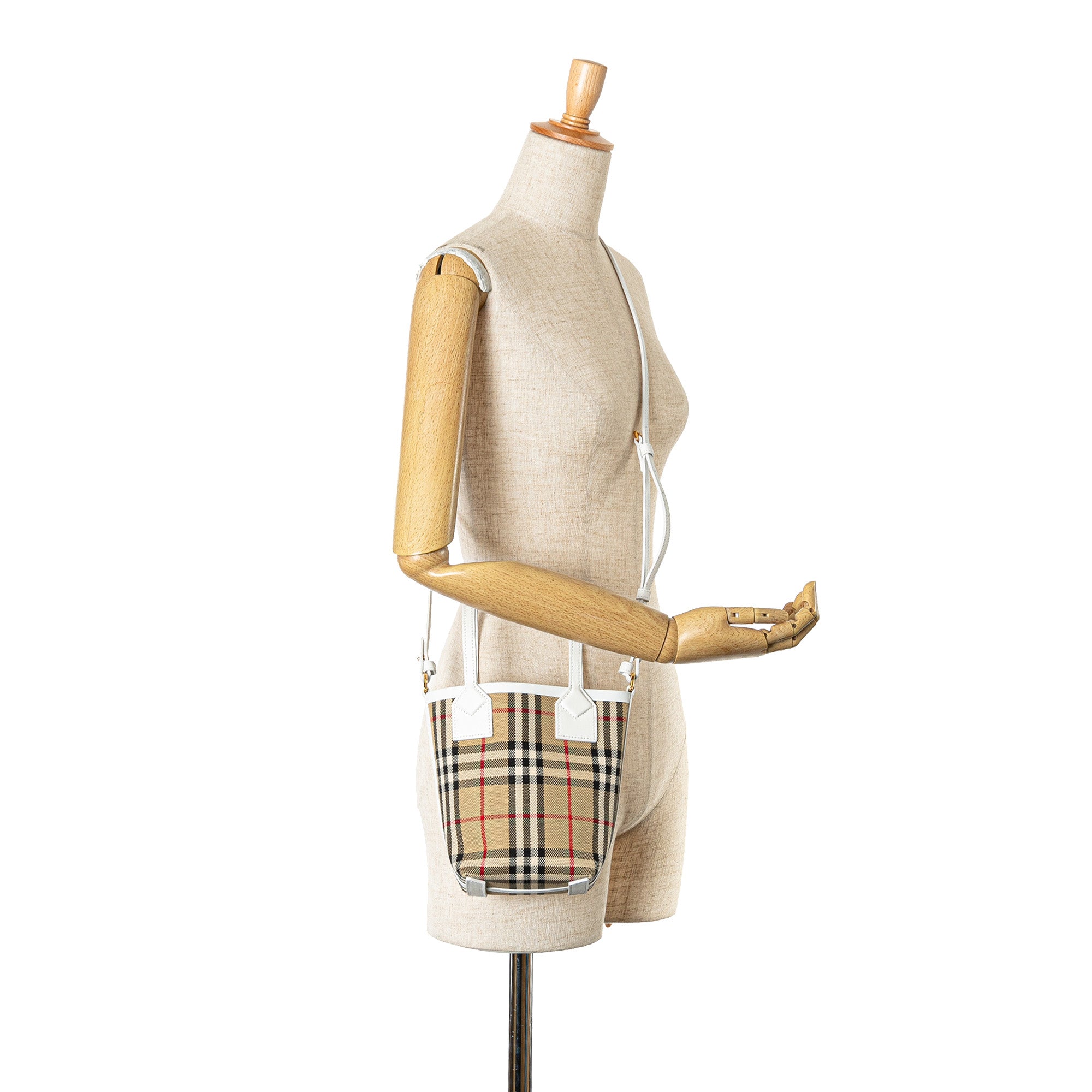 Burberry | Pre-Owned Mini House Check Canvas London Tote | Brown/Beige/White