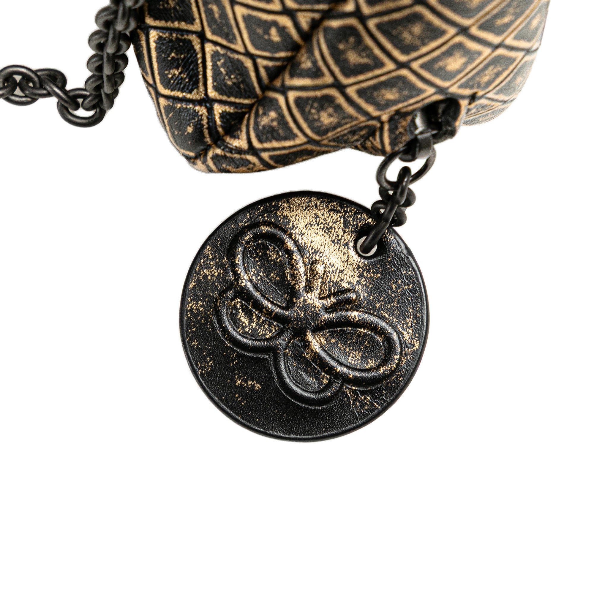 Bottega Veneta | Pre-Owned Intrecciomirage Butterfly Charm Chain Flap | Gold