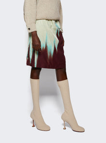 Women | Amina Muaddi | Veneda Stretch Boot Fuzzy Ribbed Knit | Beige