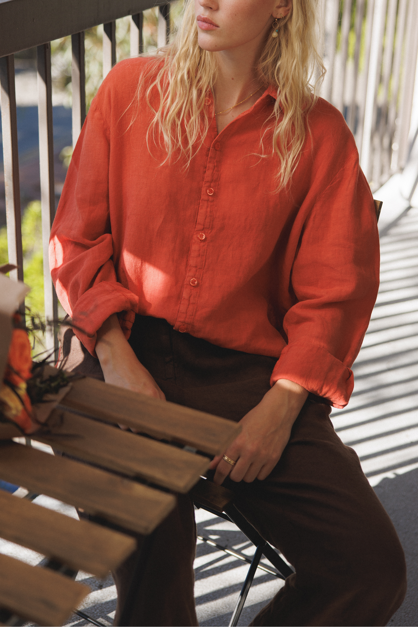 Cecile Oversized Linen Shirt | Cayenne
