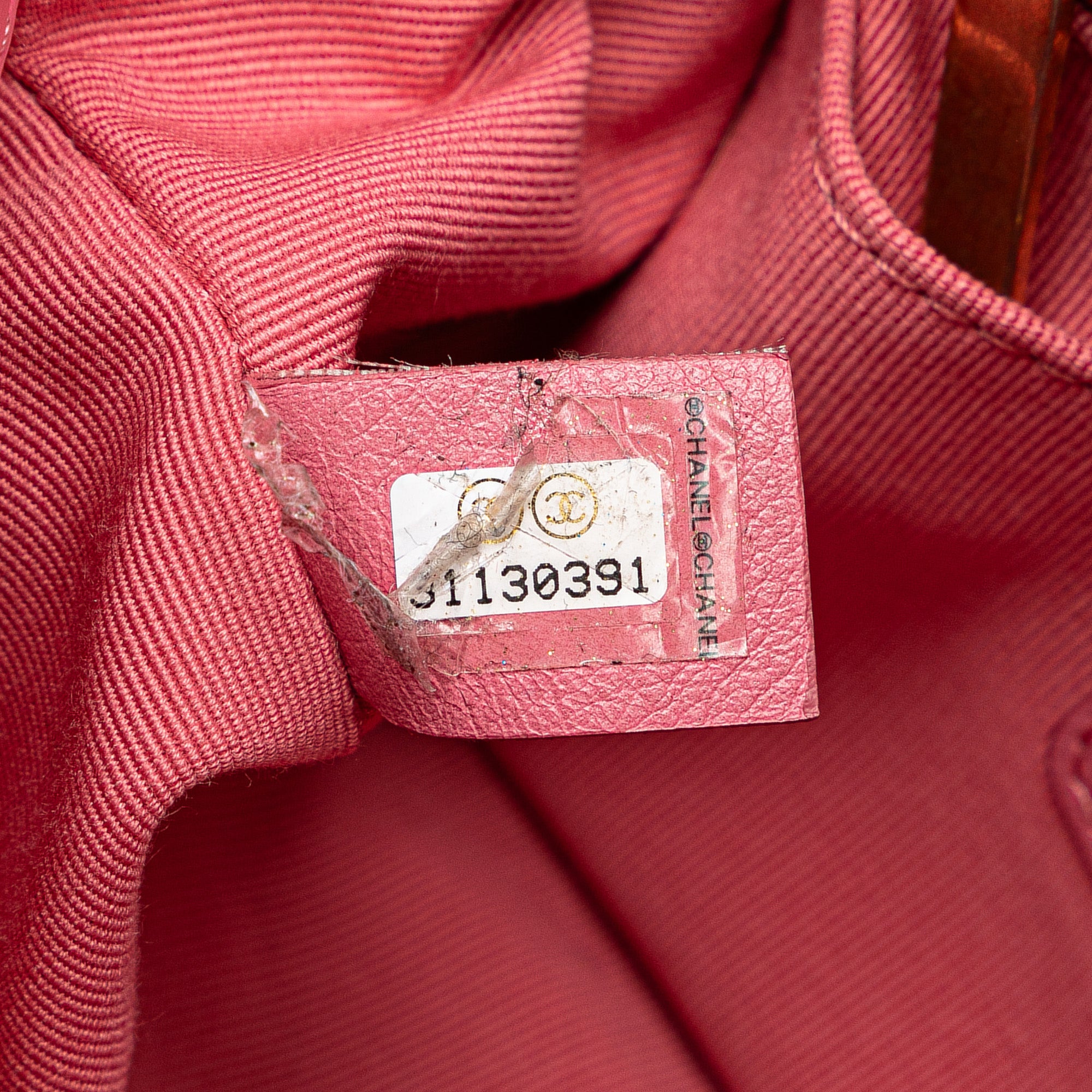 Chanel | Pre-Owned Mini Square Lambskin Pearl Samba Flap | Pink