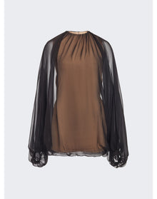 Valentino | Women | Chiffon Top | Black x Sand
