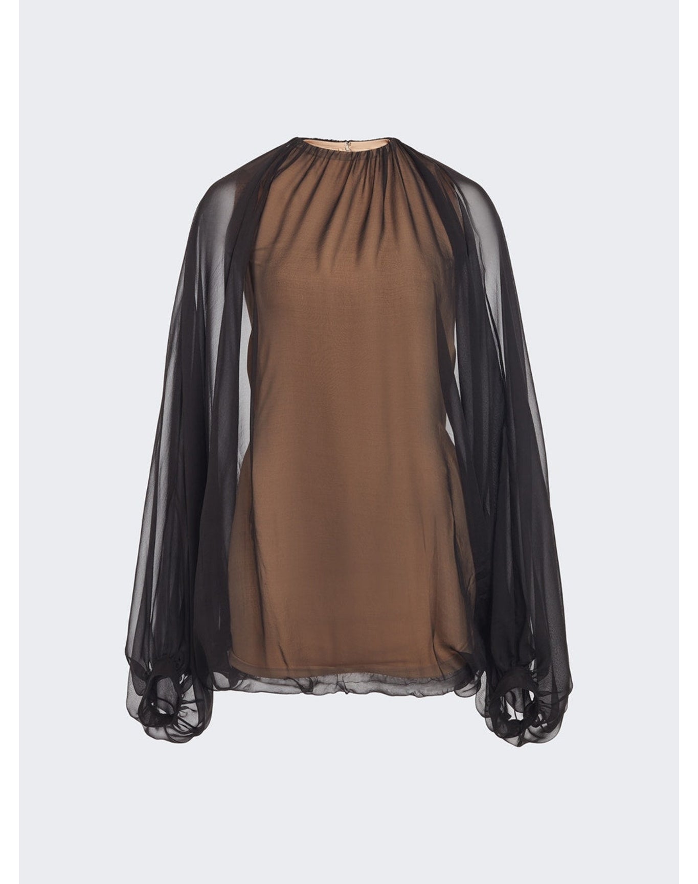 Valentino | Women | Chiffon Top | Black x Sand