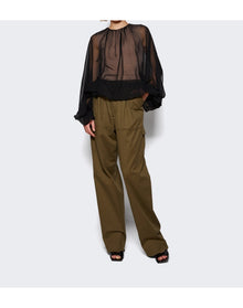 Valentino | Women | Chiffon Top | Black x Sand