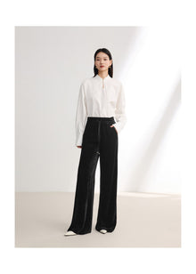 Velvet Wide-Leg Pants | Black