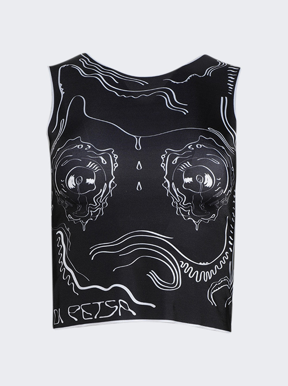 Women | Di Petsa | Venus Shell Lycra Tank Top And White | Black