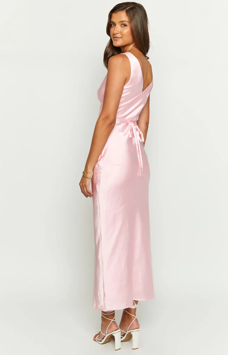 Verlaine Satin Maxi Dress | Pink
