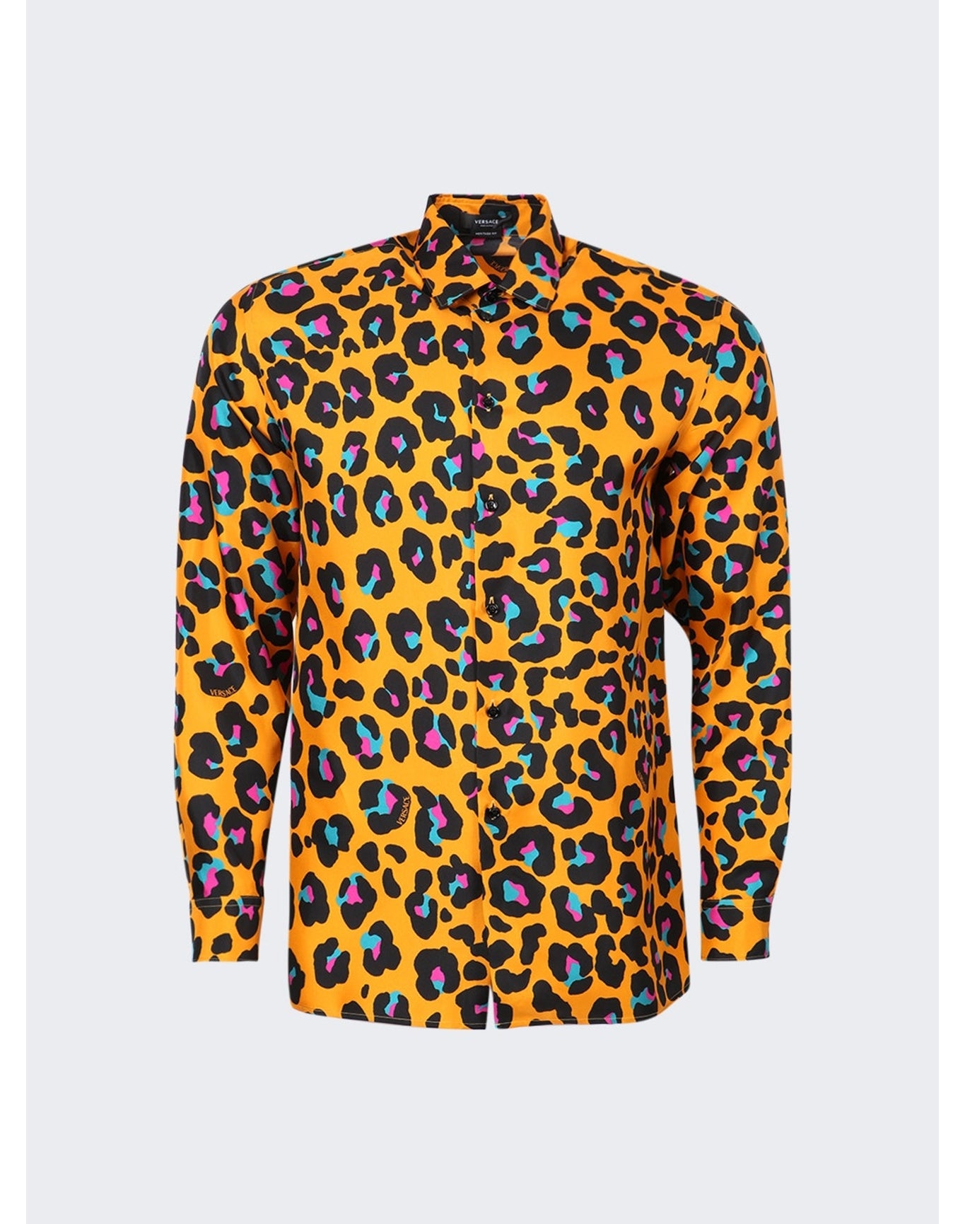 Versace | Men | Leopard Print Shirt | Orange