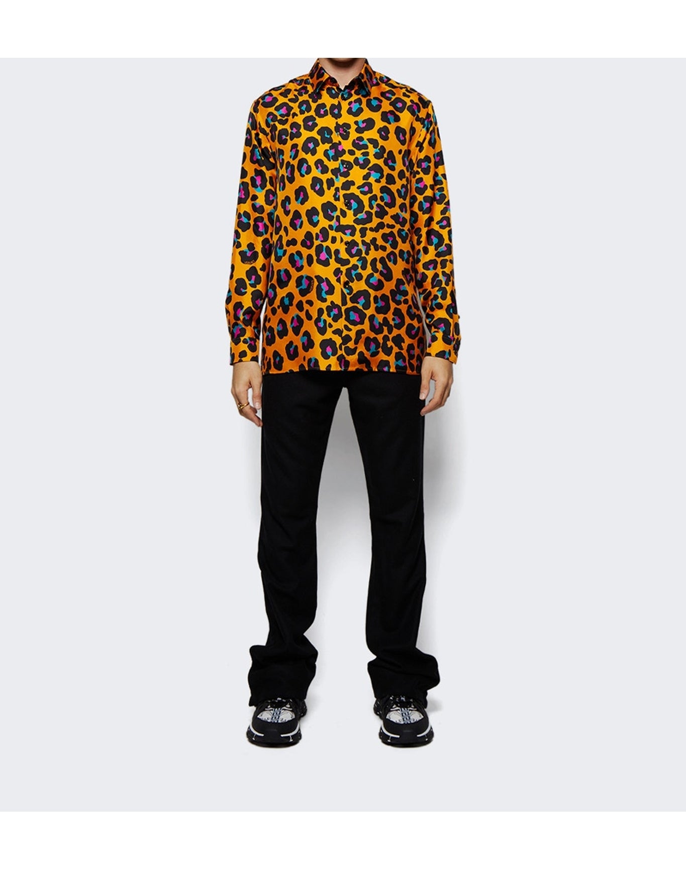Versace | Men | Leopard Print Shirt | Orange