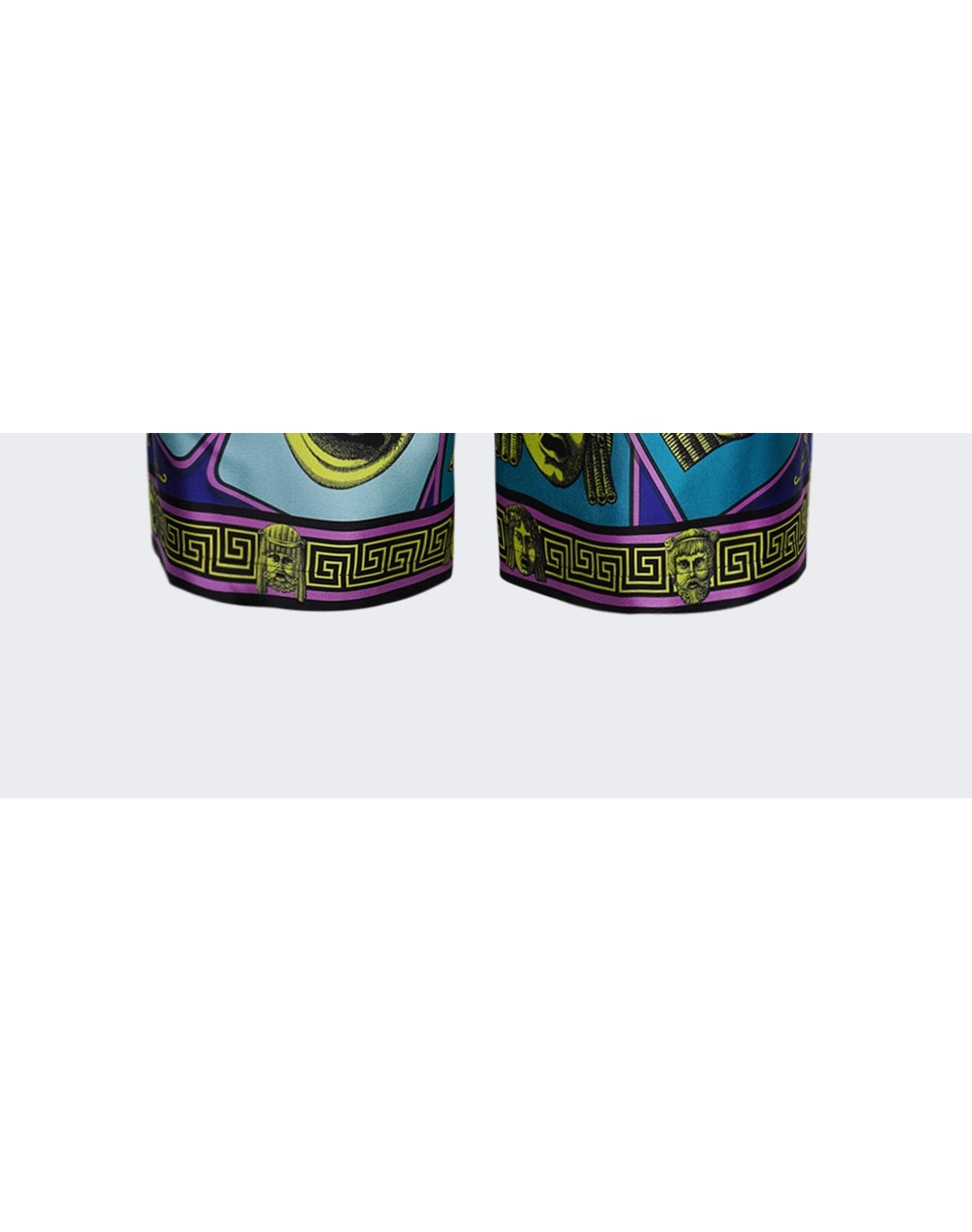 Versace | Men | Twill Silk Mask Print Shorts | Acid Green x Teal