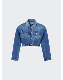 Versace | Women | Rounded Crop Denim Jacket | Medium Blue