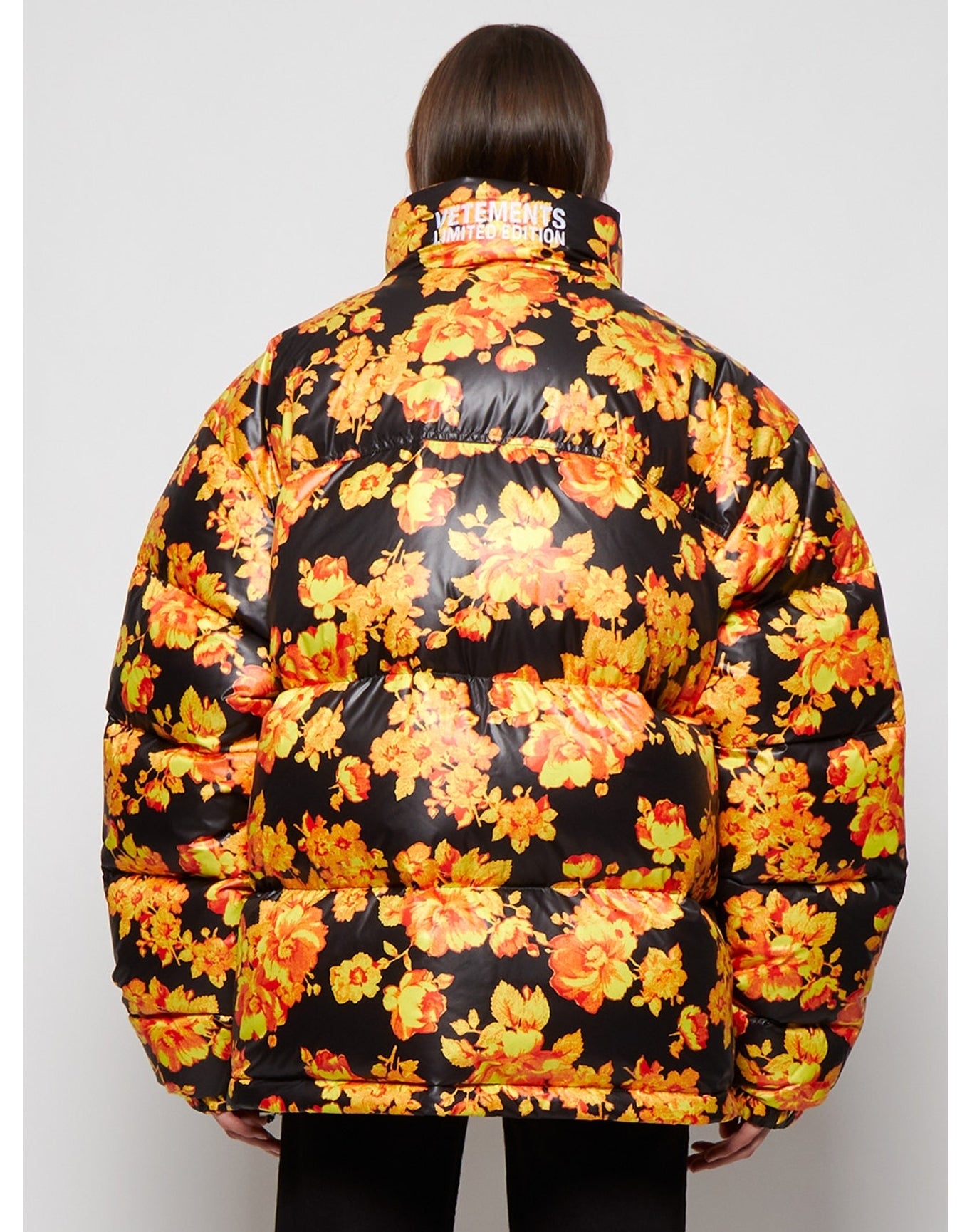 Vetements | Women | Acid Flower Puffer Jacket | Orange x Black