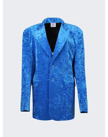 Vetements | Women | Boxy Single Breasted Velvet Tailored Jacket | Blue