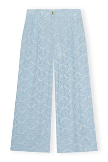 Viscose Jacquard Cropped Trousers | Corydalis Blue
