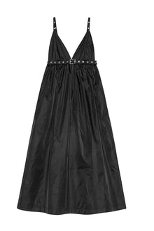 Duchesse Nylon Strap Dress | Black
