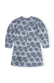 Botanical Jacquard A-shaped Mini Dress | Illusion Blue