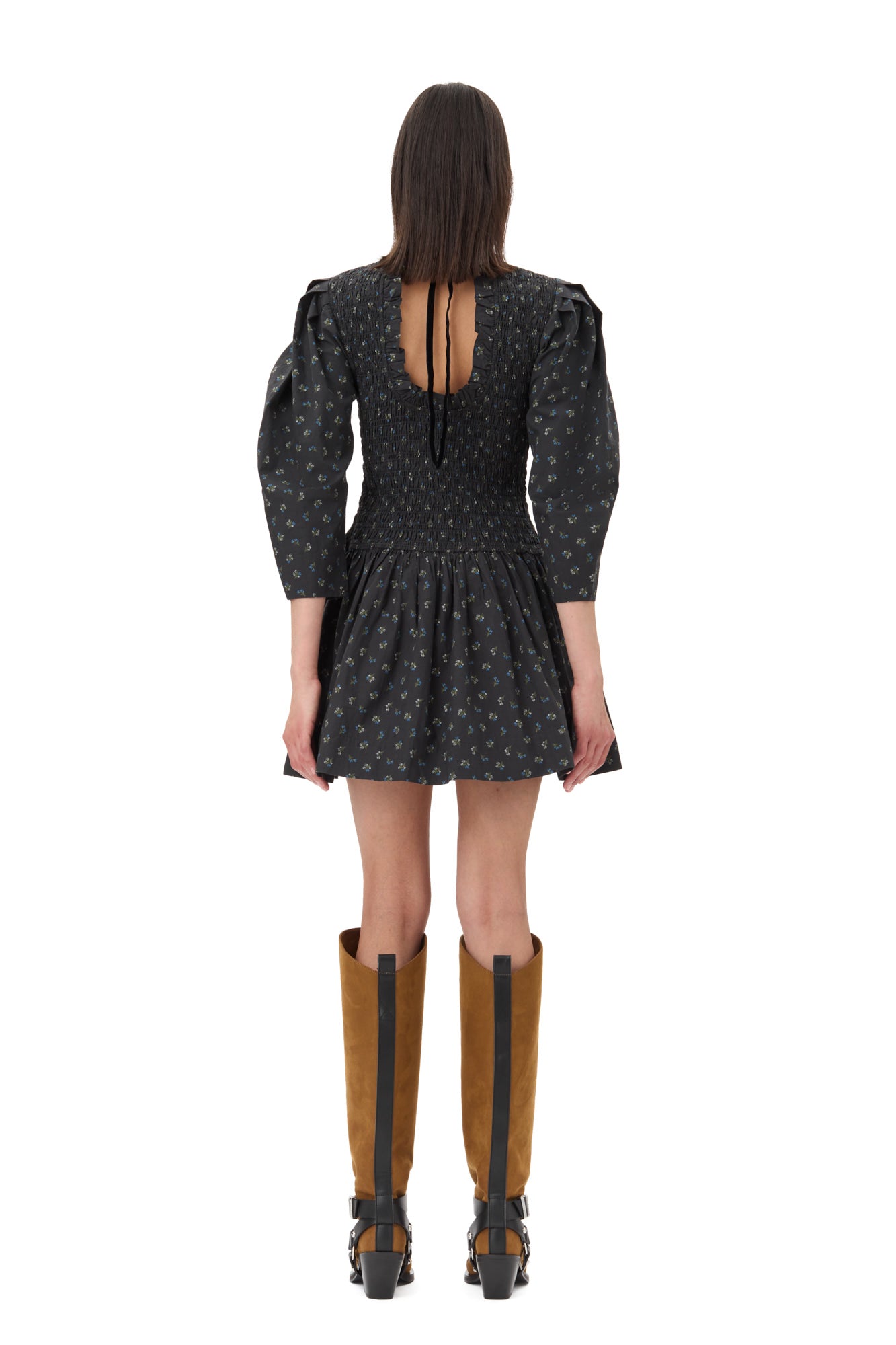 Printed Cotton Mini Smock Dress | Phantom