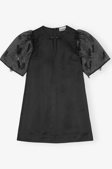 Fringed Organza Mini Dress | Black