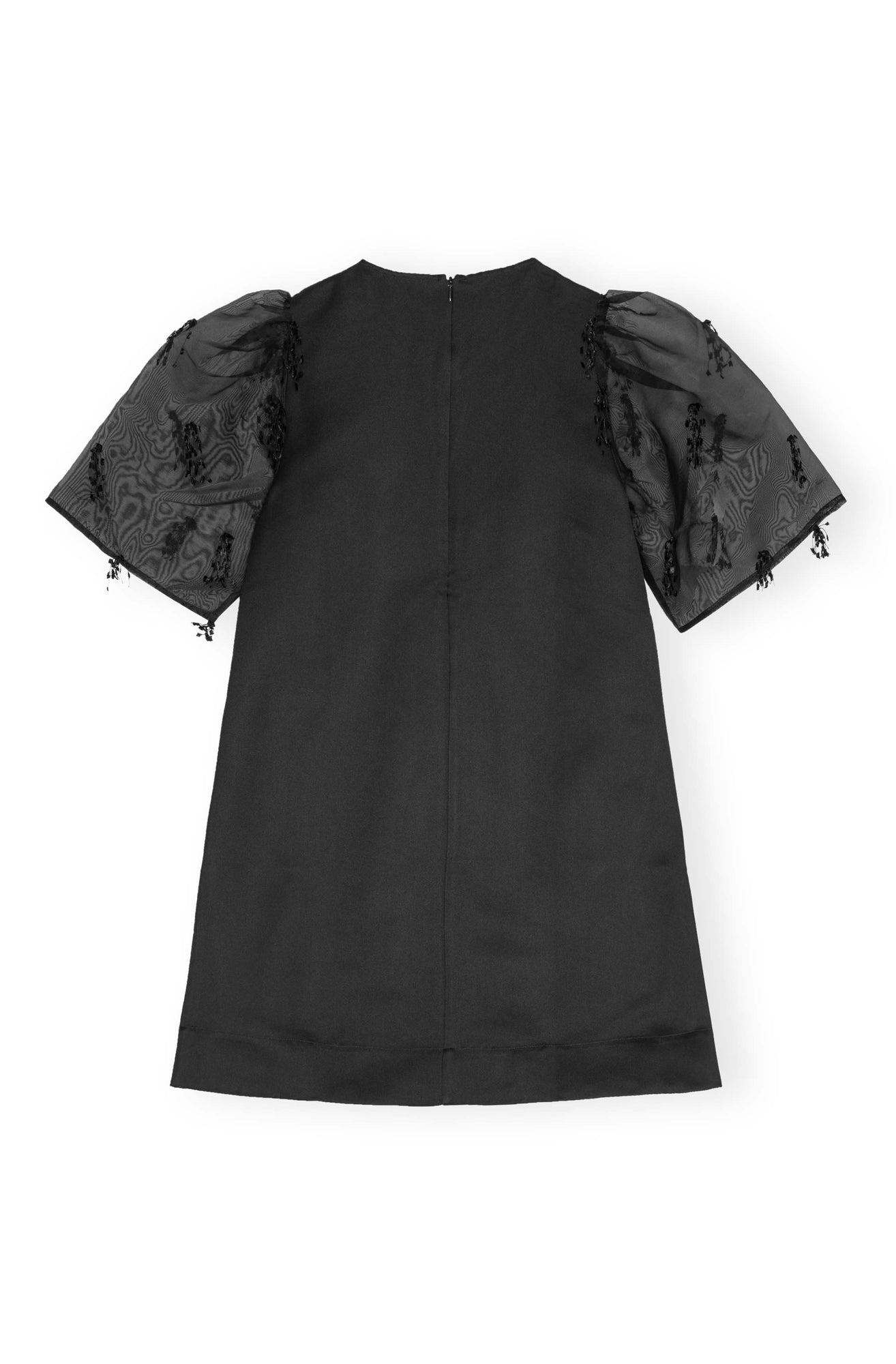 Fringed Organza Mini Dress | Black