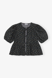 Printed Cotton Peplum Blouse | Phantom