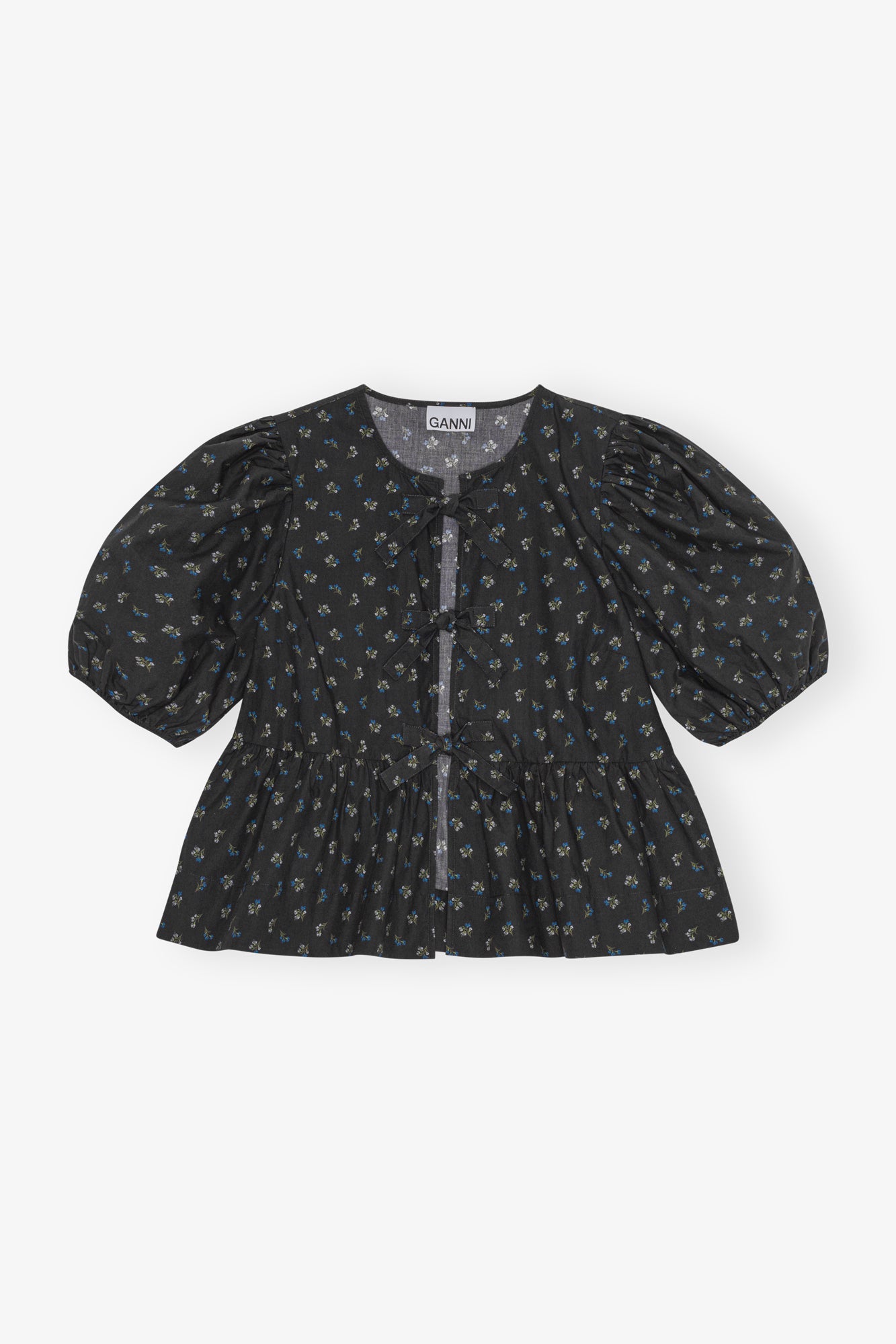 Printed Cotton Peplum Blouse | Phantom