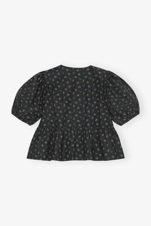 Printed Cotton Peplum Blouse | Phantom