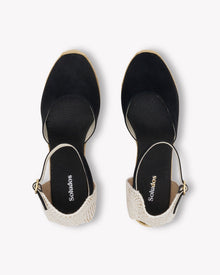 Womens | Marseille Wedge Espadrille | Leather Buckle | Noche Black