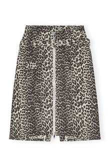 Cotton Tweed Midi Skirt | Leopard