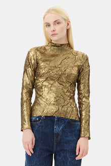 Shibori Pleat Back Cutout Top | Gold