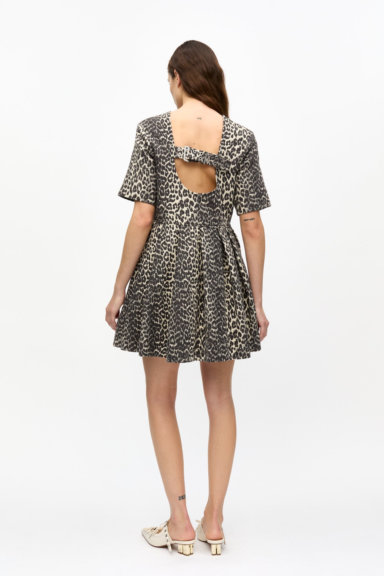 Cotton Tweed Mini Dress | Leopard