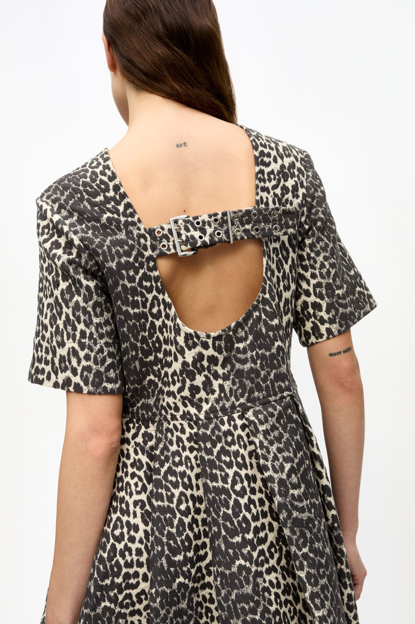 Cotton Tweed Mini Dress | Leopard
