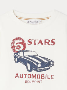 Boy | Bartholomé White T Shirt With Car Pattern | White Milk