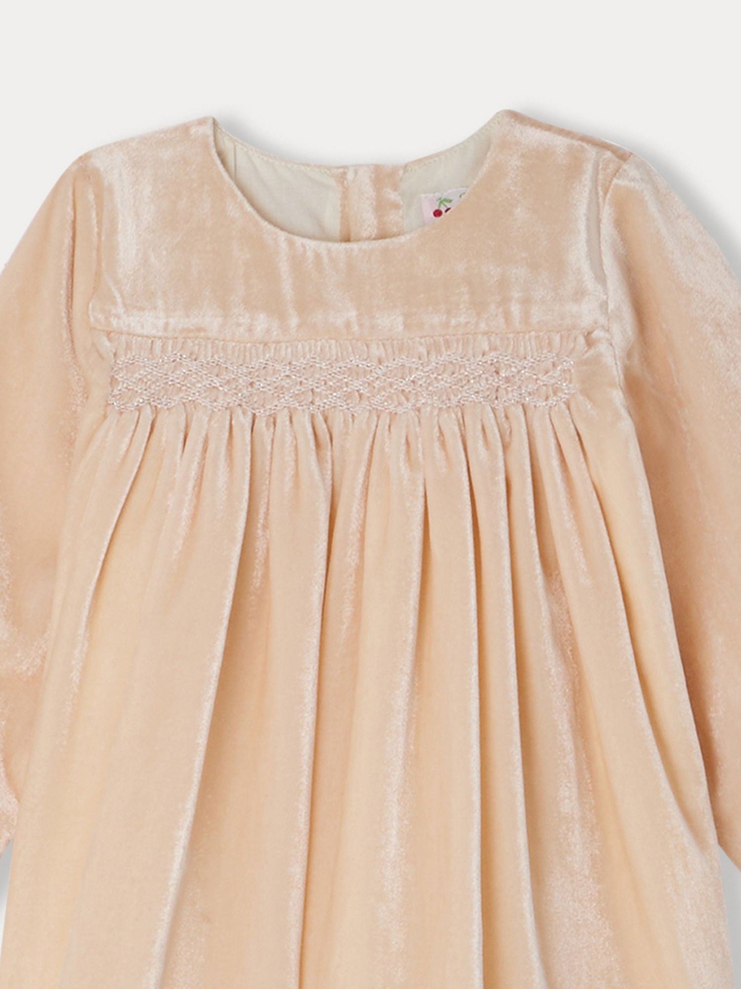 Girl | Félicie Smocked Dress In Silk Velvet | Camellia Pink