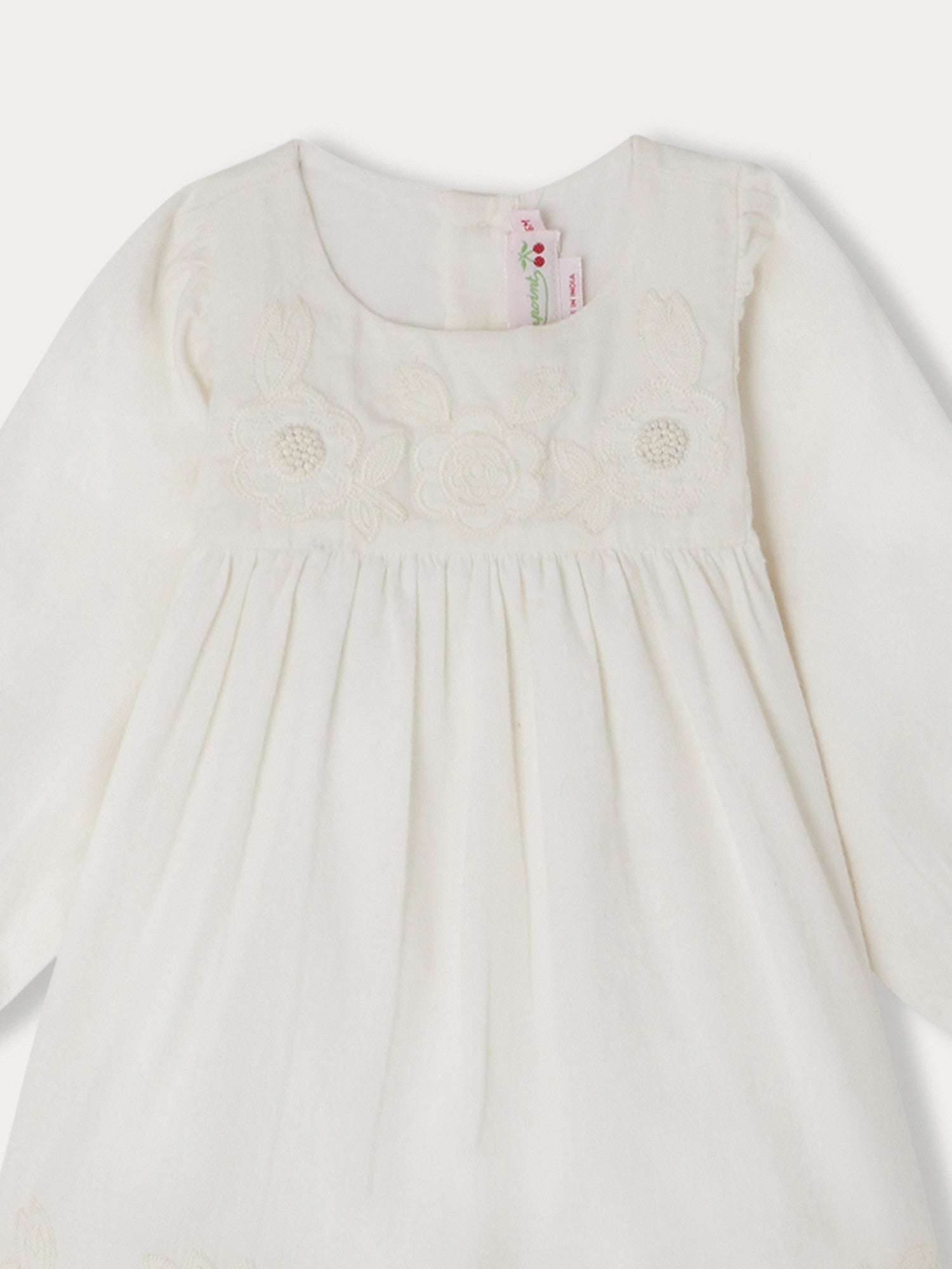 Girl | Theis Dress In Cotton Voile With Embroidery | Milk White