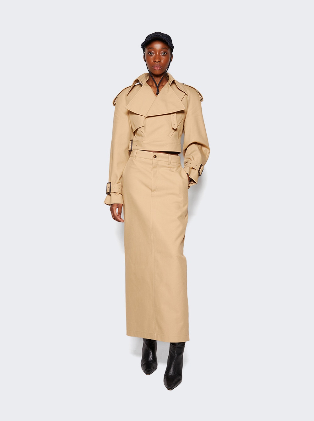 WARDROBE.NYC | Drill Column Skirt | Khaki