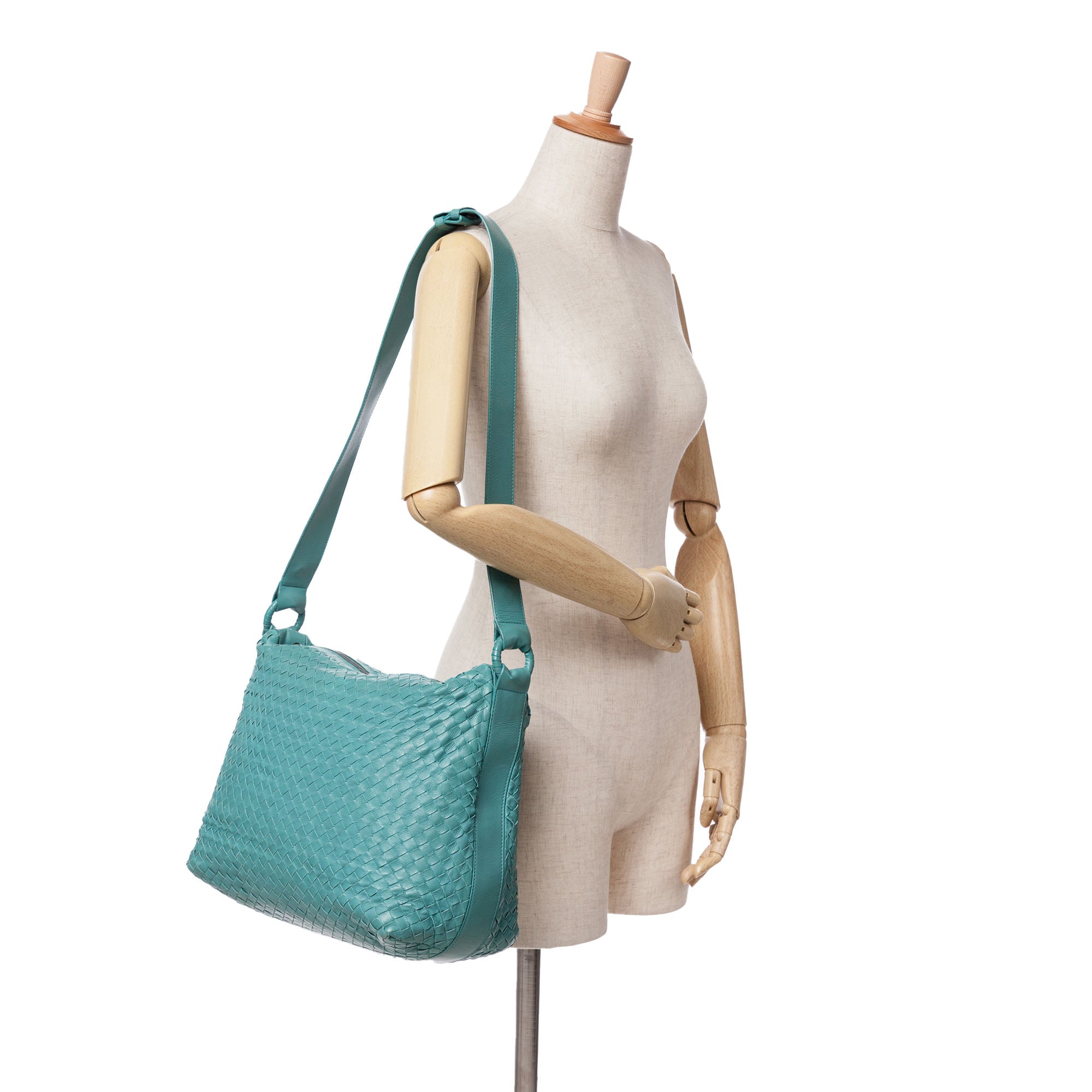 Bottega Veneta | Pre-Owned Nappa Intrecciato Crossbody | Blue/Turquoise